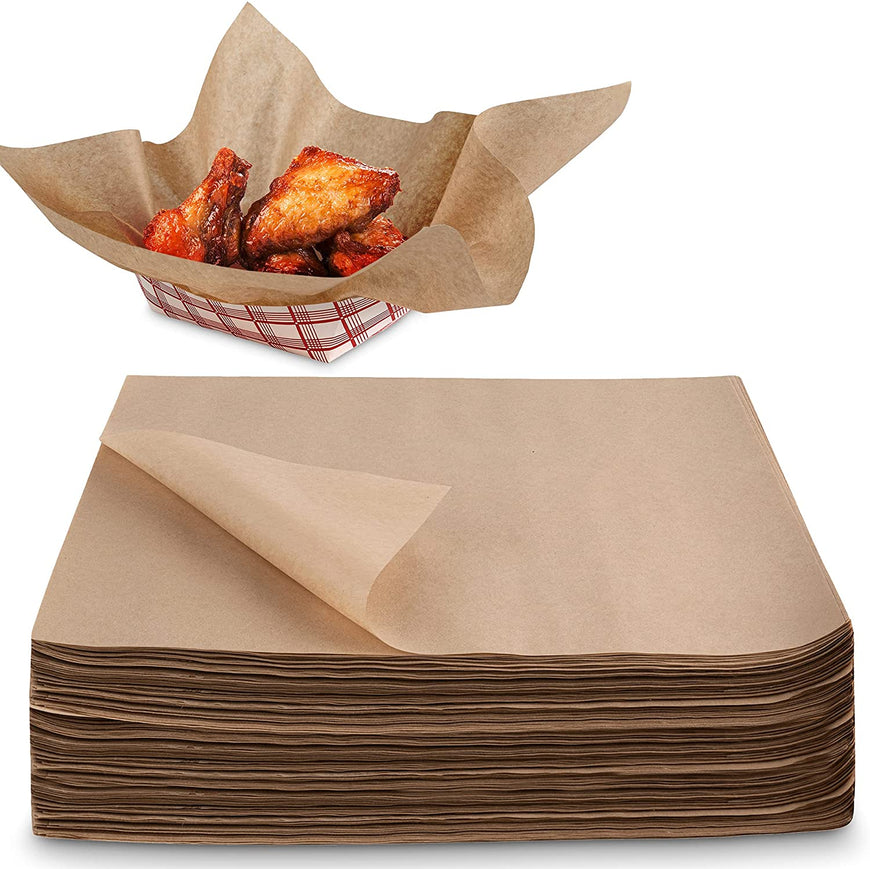 Stock Your Home 12 x 12 Grease Proof Deli Wrappers (500 Pack) - Pre Cut Natural Wax Paper Sheets - Recyclable Food Basket Liners -Kraft Deli Squares For Sandwiches, Lining Wire Food Baskets, Food Tray