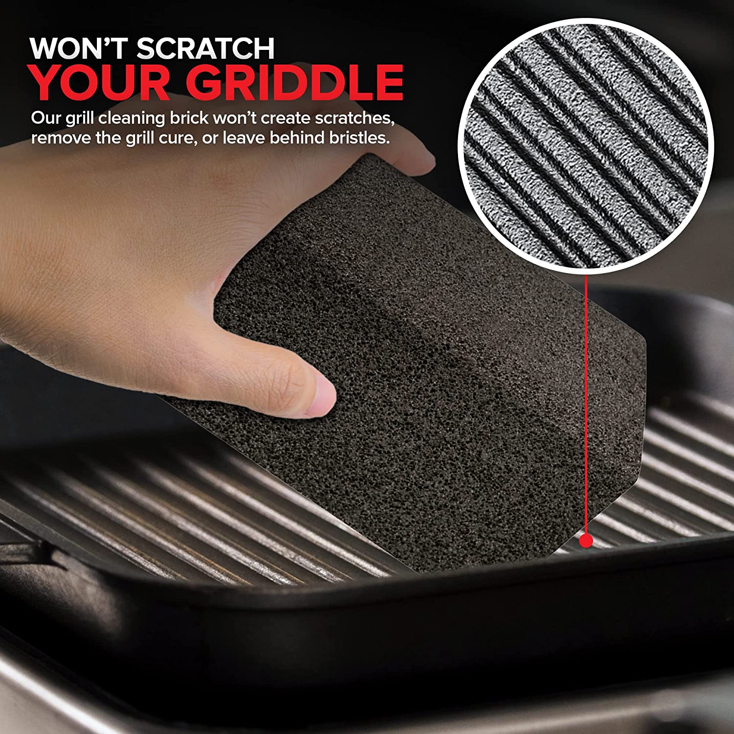 Grill Brick | Grill Cleaning Kit | Includes 4 Durable Grill Stones and A Grill Brick Holder |Griddle Cleaning Kit for Flat Top, BBQ Grill, and Griddle