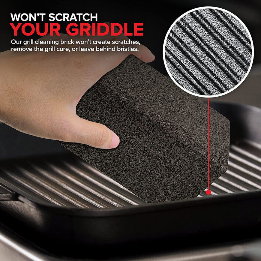 Grill Cleaning Brick (4 Pack) - Heavy Duty Grill Cleaning Brick - Grill Cleaning Brick for Flat Tops and Griddles - Griddle Brick - Griddle Cleaner - Non-Scratch Grill Cleaner Brick - Stock Your Home