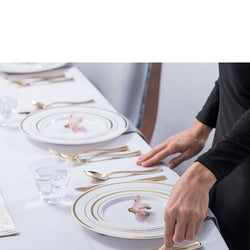 Stock Your Home 125 pc Fancy Disposable Plates with Cutlery Set - Gold