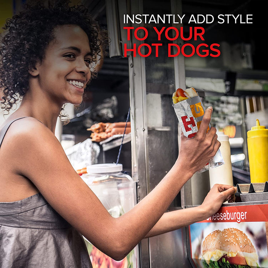 Aluminum Foil Hot Dog Wrappers (100 Pack) - Grease-Resistant Hot Dog Bags - Heat Retentive Hot Dog Sleeves - Keeps Food Hot - Disposable Hot Dog Bags for Fast Food, Food Truck, Fair - Stock Your Home