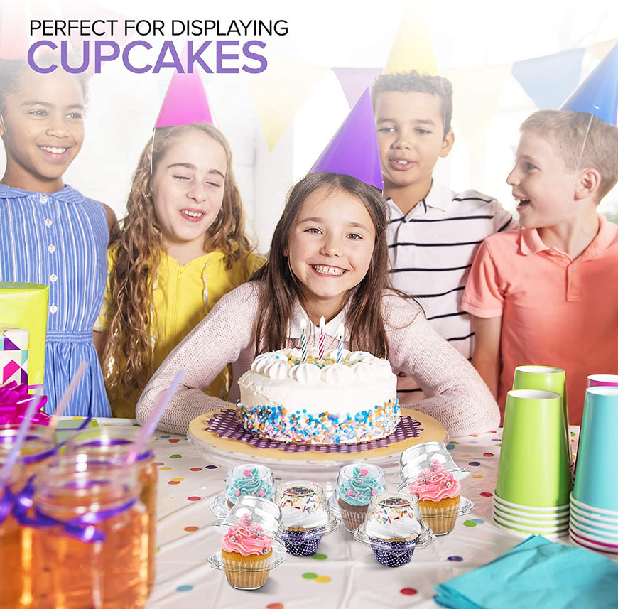 Stock Your Home Individual Plastic Cupcake Containers (100 Count) Single Cupcake Containers Plastic Disposable - Mini Fluted Cake Container - BPA Free Single Muffin Container - Cupcake To Go Container