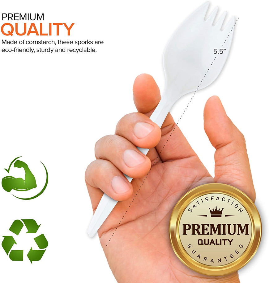Stock Your Home White Plastic Sporks 100 Pack