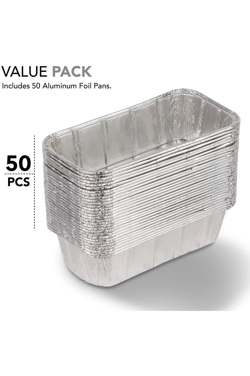 Stock Your Home 8x4 Aluminum Pans for Bread Loaf Baking, 50 Pack, 2 Lb
