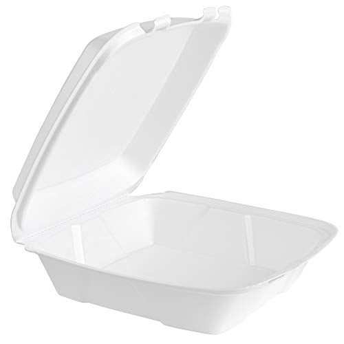 Stock Your Home 9 Inch Clamshell Styrofoam Containers (25 Count) - 1 Compartment Food Containers - Large Carry Out Food Containers - Insulated Clamshell Take Containers for Delivery, Restaurants