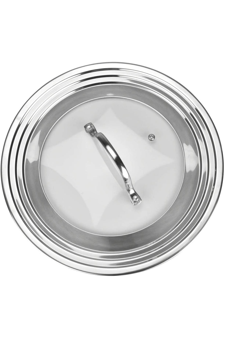 Universal Lid for Pots, Pans and Skillets, Stainless Steel and Tempered Glass, Fits All 7 Inch to 12 Inch Pots and Pans, Replacement Cookware Frying Pan Cover and Cast Iron Skillet Lid