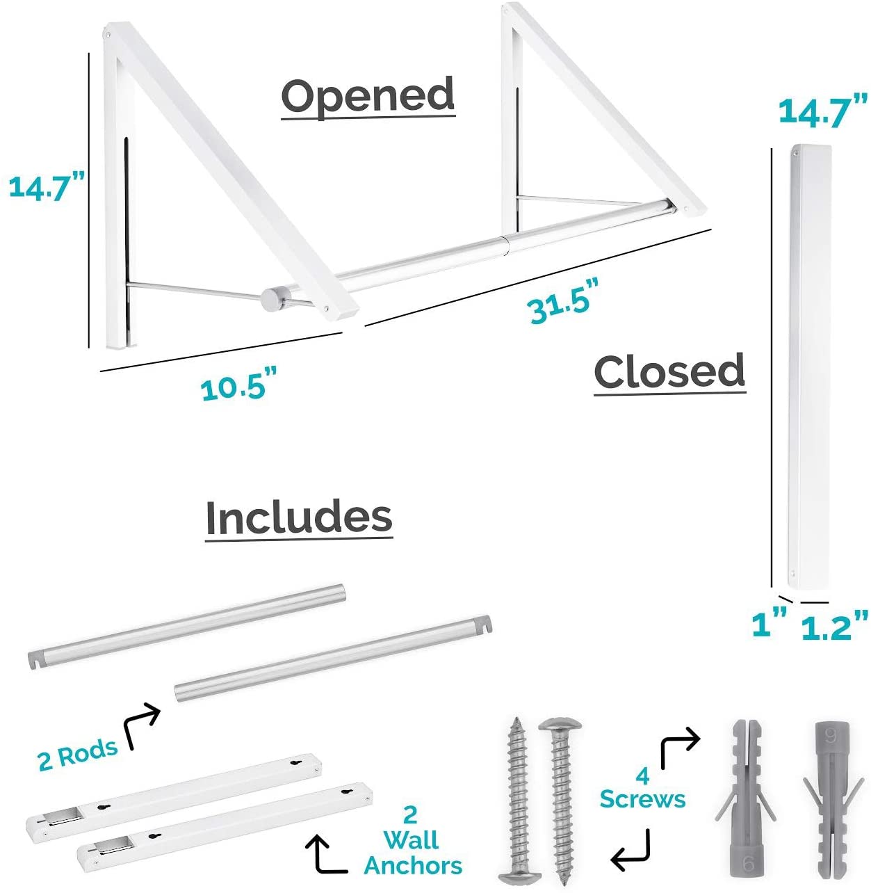 Stock Your Home Retractable Clothing Rack, Set of 2 with connector rod