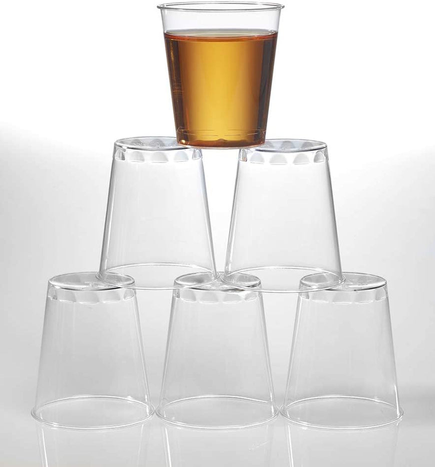 1000 Plastic Shot Glasses - 1 Oz Disposable Cups - 1 Ounce Shot Glasses - Small Party Cups Ideal for Whiskey, Wine Tasting, Food Samples, and Condiments (Clear)
