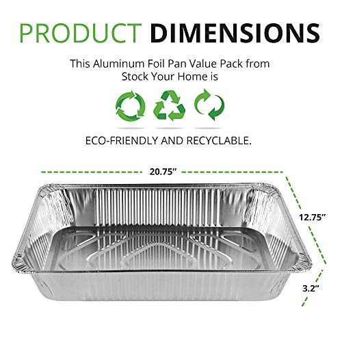 AIDUZETY Heavy Duty 21x13 inch Aluminum Pans with Lids - Pack of 10 Foil Baking Pans for Meal Prep, Picnics and Parties