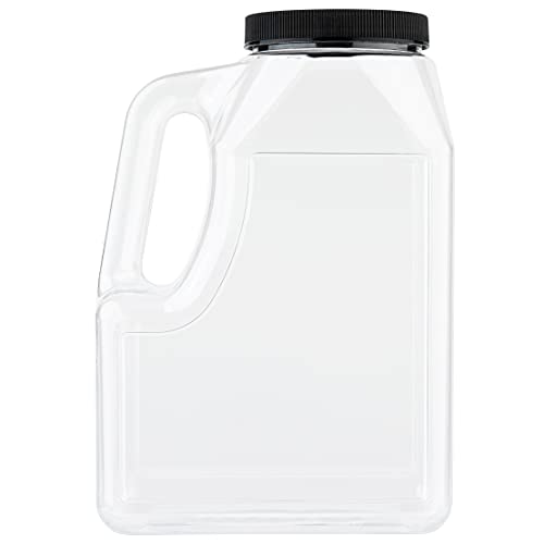 Half Gallon Clear Plastic Jug (2 Pack) - BPA Free 64 Ounce Jug - Wide Mouth  Jug - Easy Grip Handle - Airtight Caps with Foam Liner - PETG Oblong