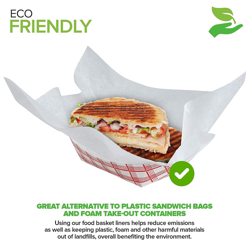 Stock Your Home 12 x 12 Grease Proof Deli Wrapper (500 Pack) - Pre Cut Natural Wax Paper Sheets - Recyclable Food Basket Liners - White Deli Papers For Sandwiches, Lining Wire Food Baskets, Food Trays