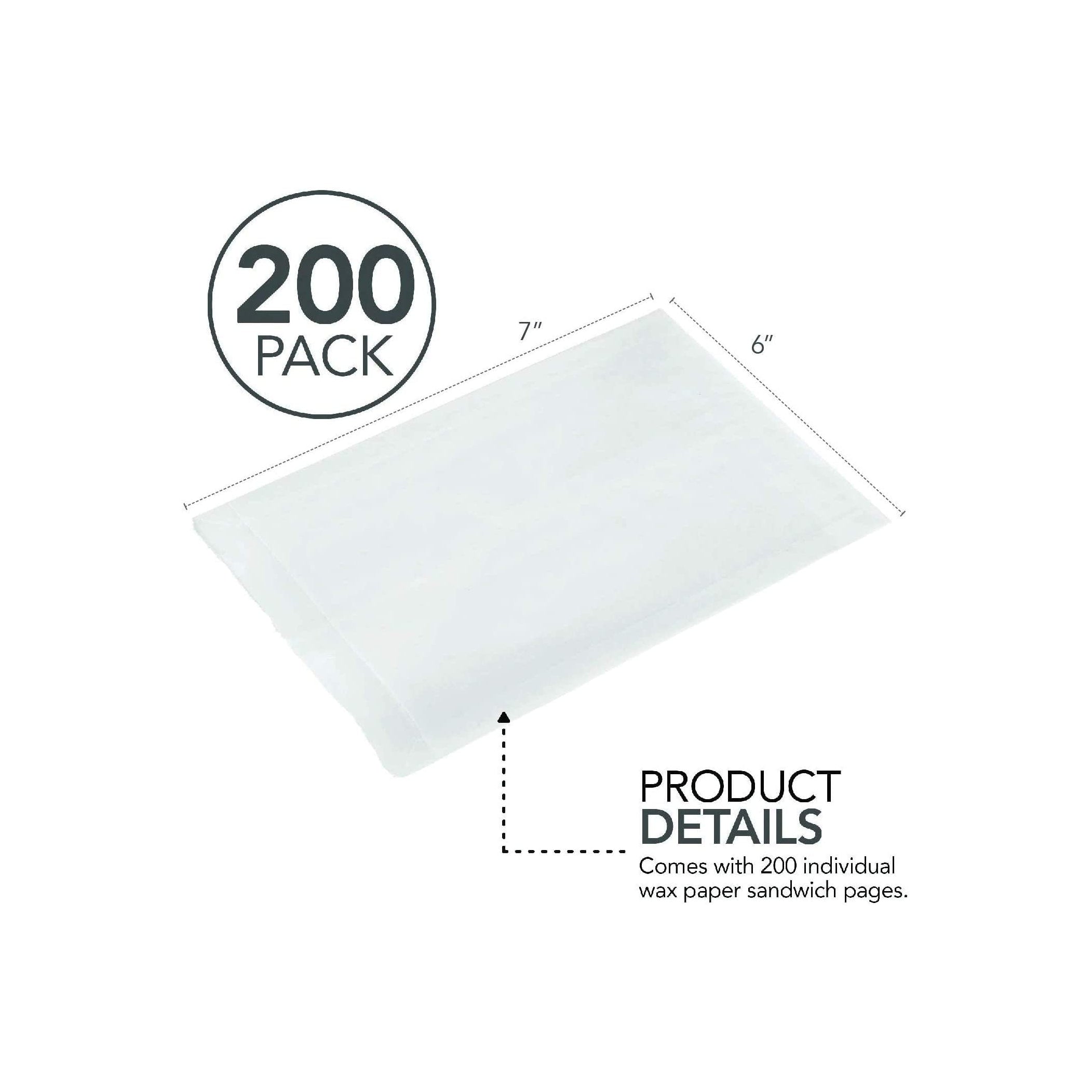 Paper Sandwich Bags Bulk Wax Paper (200 Pack) 7 x 6 x 1 Wet Wax