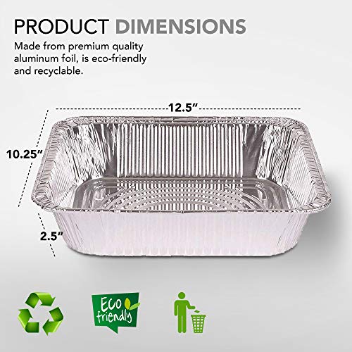 Full Size Deep Steam Aluminum Table Pans - Disposable to go Foil Pans for  Chafing, Baking, Storing and Catering Containers (21” x 13” x 3”) (10, With  Lids)