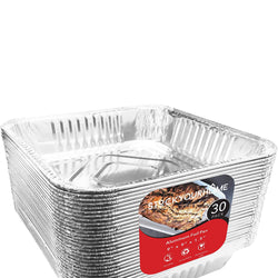 Stock Your Home 9x9 Aluminum Foil Pans - 8.75 L Rim (30 Pack) Square Tins  for Toaster