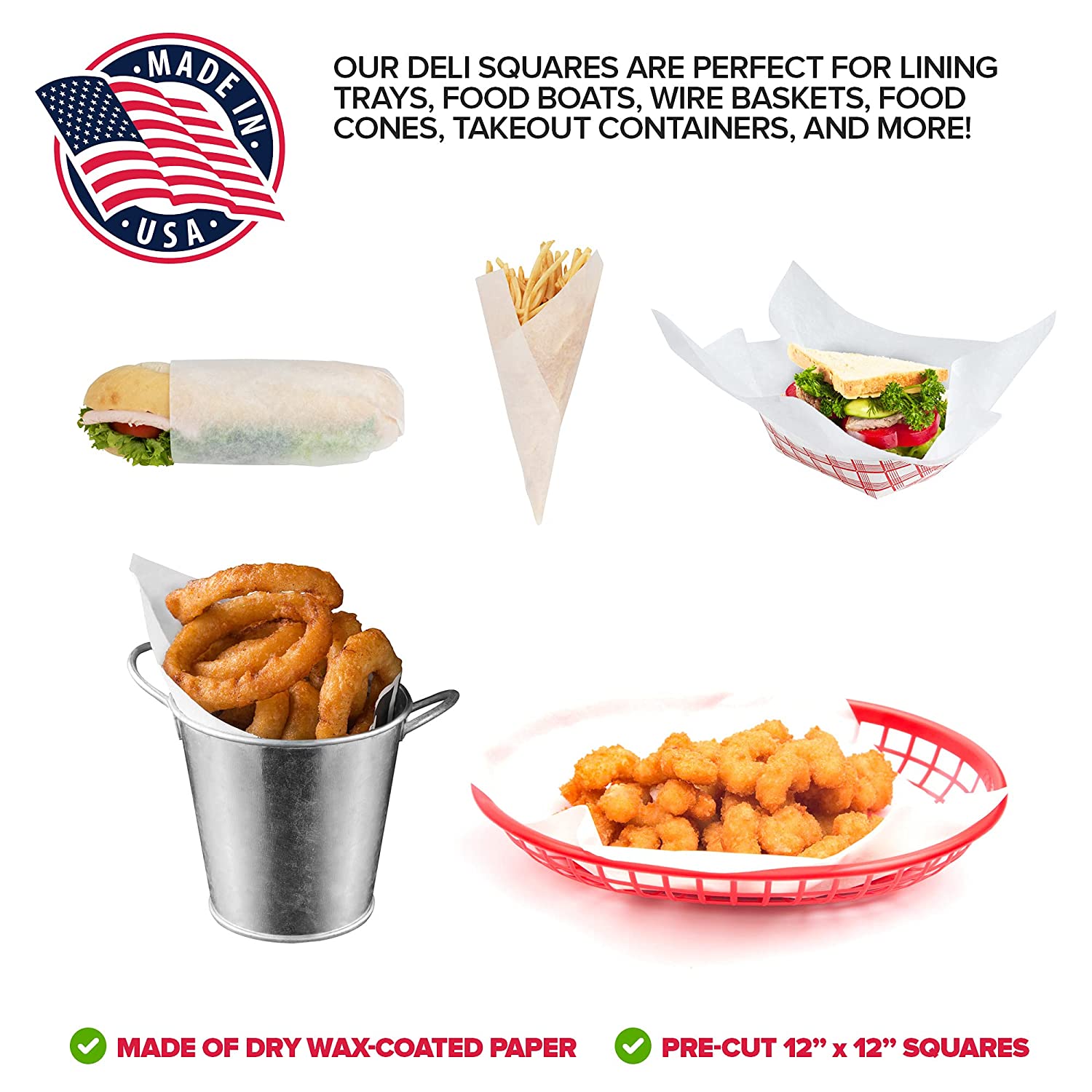 Waxed Greaseproof Paper Deli Paper Sheets, Paper Liners for Food