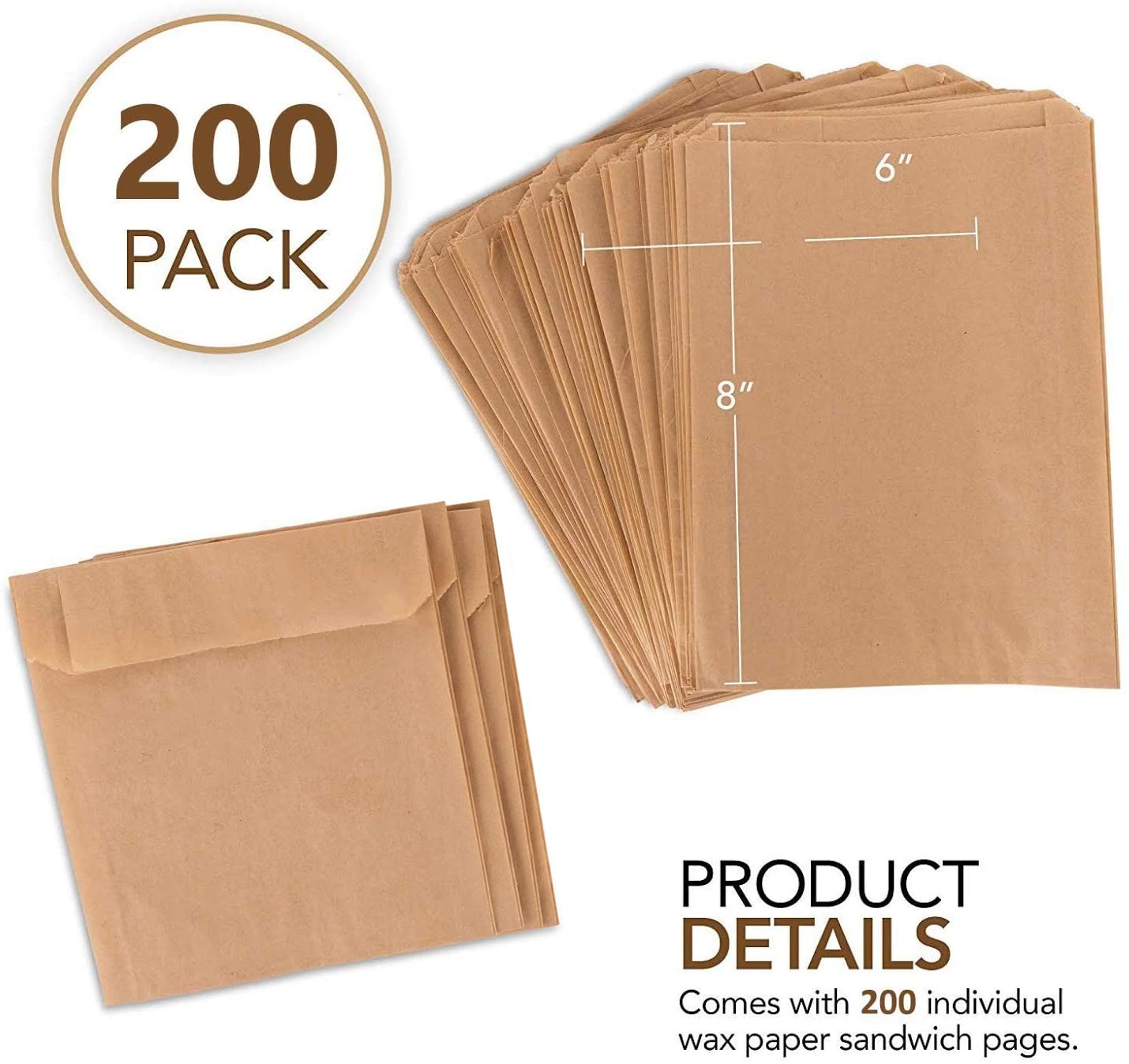 Paper Sandwich Bags Kraft Brown 200 Pack - Biodegradable and Compostab –  Stock Your Home