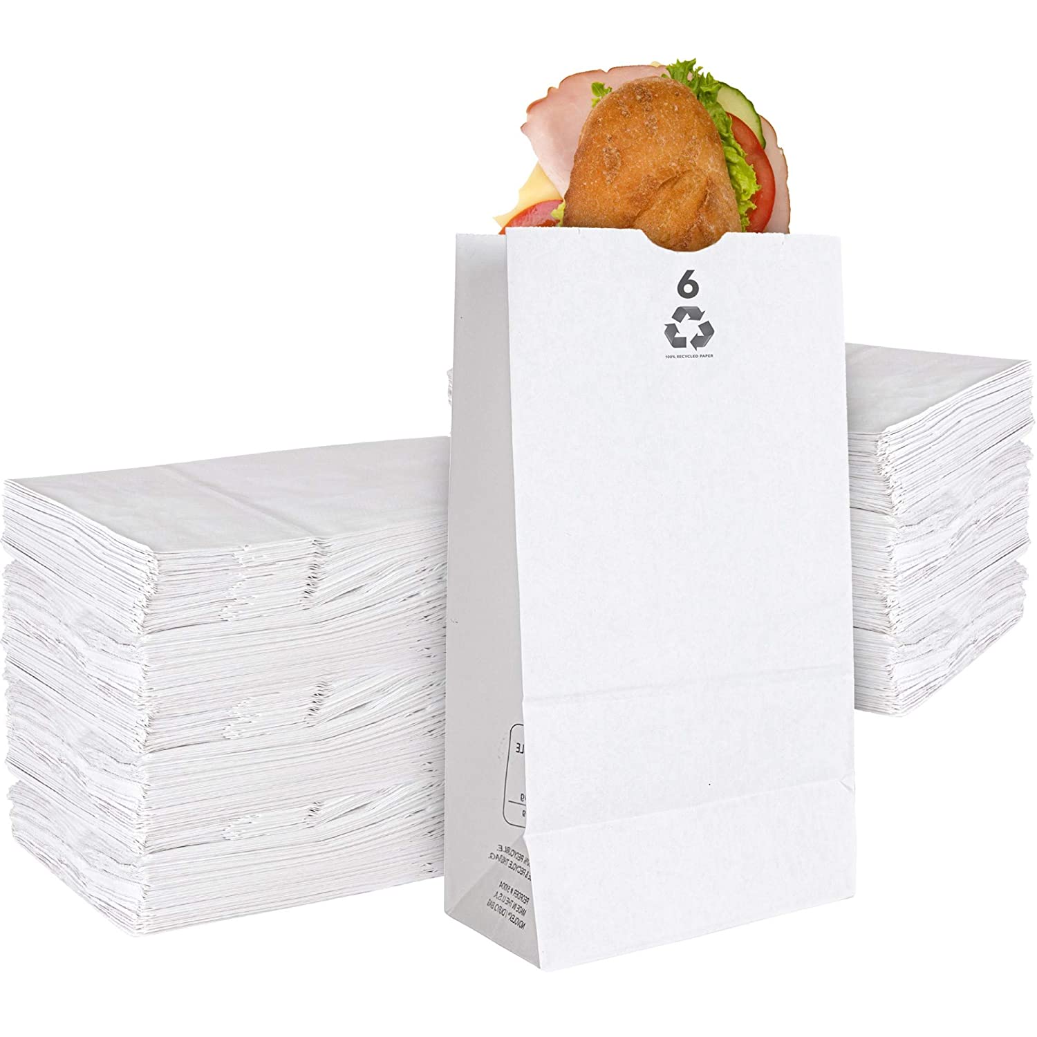 Stock Your Home 6 Lb White Paper Bags (200 Count) - Eco Friendly White