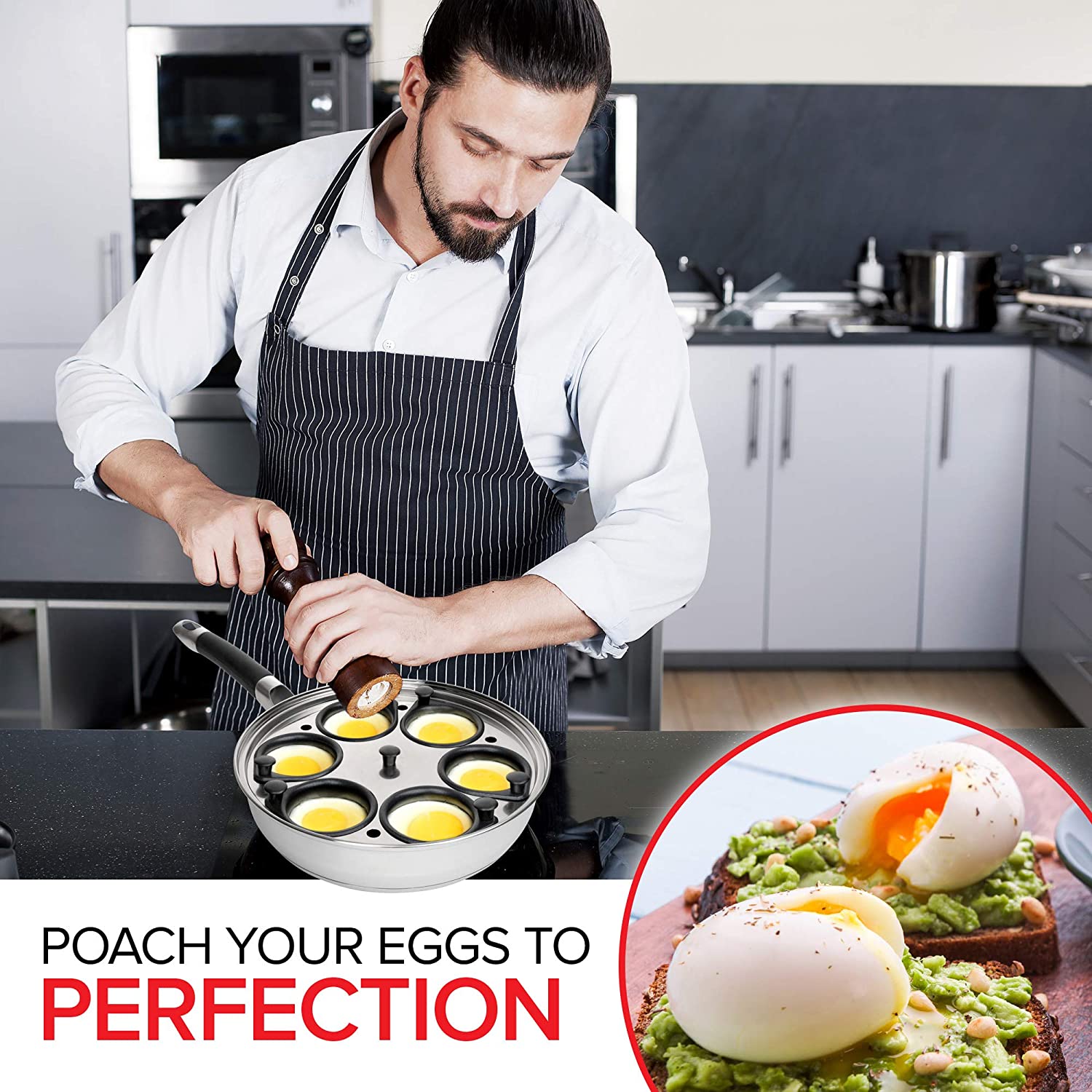 RSVP International Endurance 9-Piece 6-Egg Poacher Set POACH-6IN