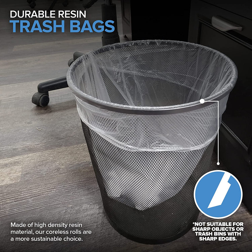 Stock Your Home 4 Gallon Clear Trash Bags (200 Pack) - Disposable Plastic Garbage Bags - Leak Resistant Waste Bin Bags - Small Bags for Office, Bathroom, Deli, Produce Section, Dog Poop, Cat Litter