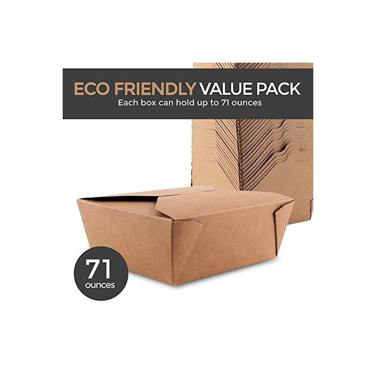 50 PACK Take Out Food Containers 26 oz Kraft Brown Paper Take Out Boxes  Microwaveable Leak and Grease Resistant Food Containers - To Go Containers  for