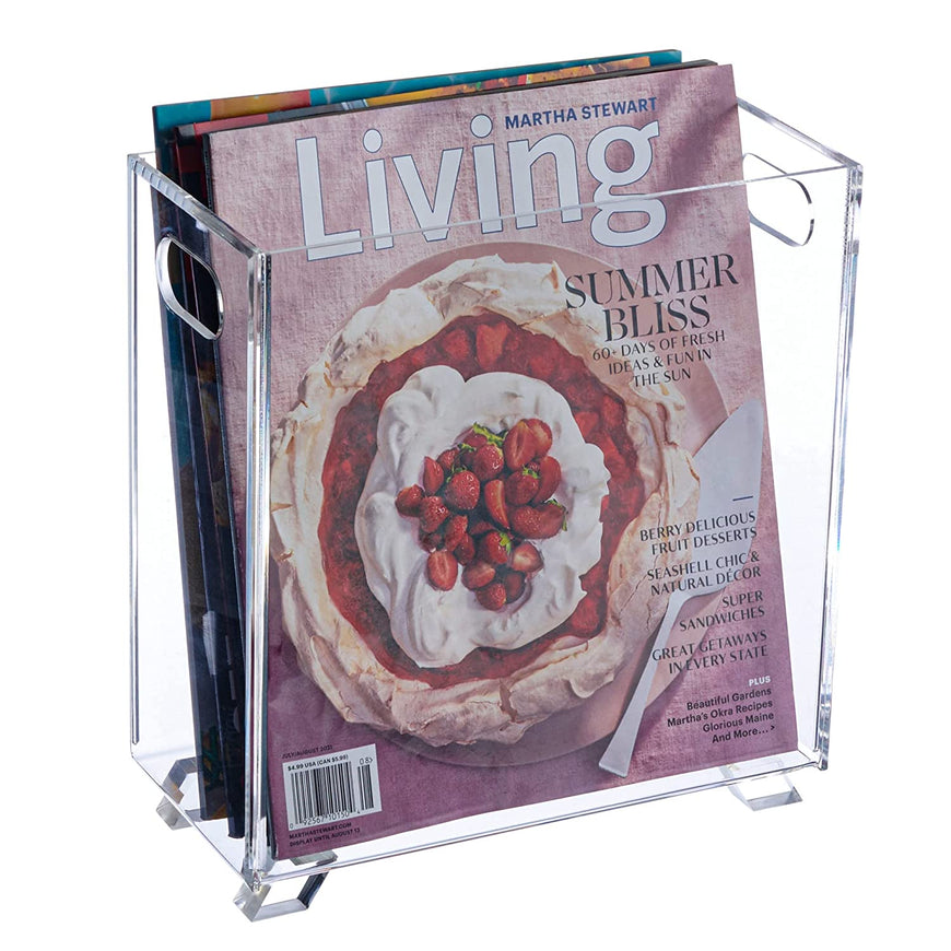Acrylic Magazine Holder - Crystal Clear Acrylic Holder - Shatterproof - Open Top - Space Saver - Acrylic Holder for Magazines, Publications, Office Desk, Reception, Waiting Room - Stock Your Home