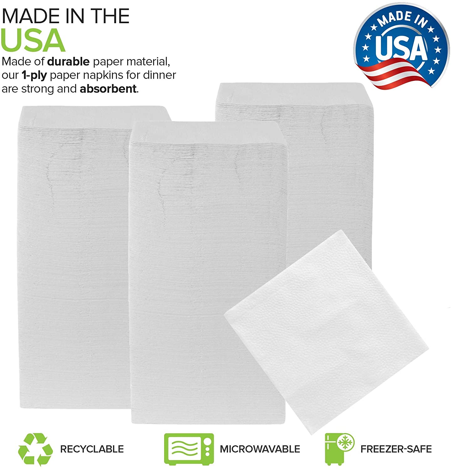 Stock Your Home 12 Inch Disposable Napkins - 1 Ply White Dinner Napkin