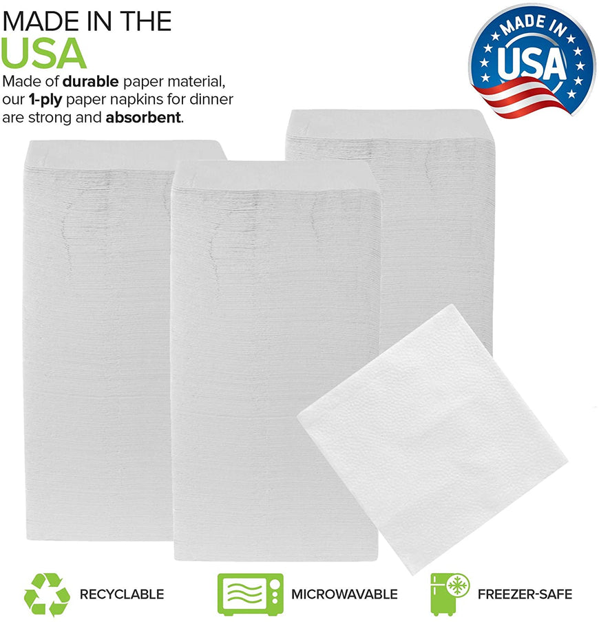 Stock Your Home 12 Inch Disposable Napkins - 1 Ply White Dinner Napkins - Recyclable Paper Napkins for Dinner, Parties, Crafts, Daily Use - 1000 Pack