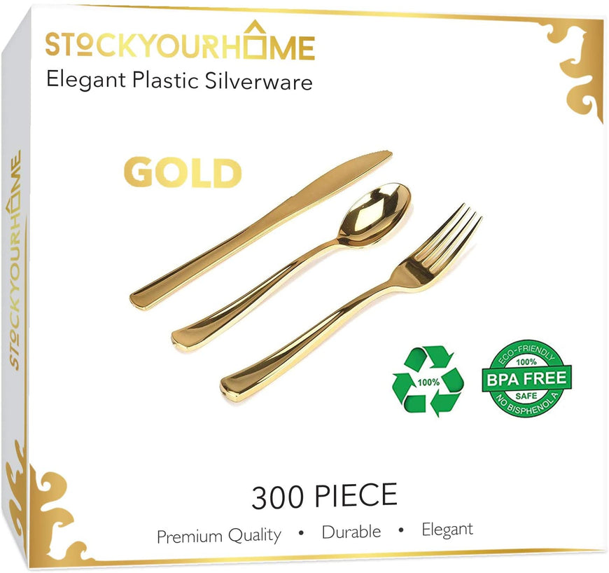 Stock Your Home Silver Plastic Cutlery Set - 300 Pack
