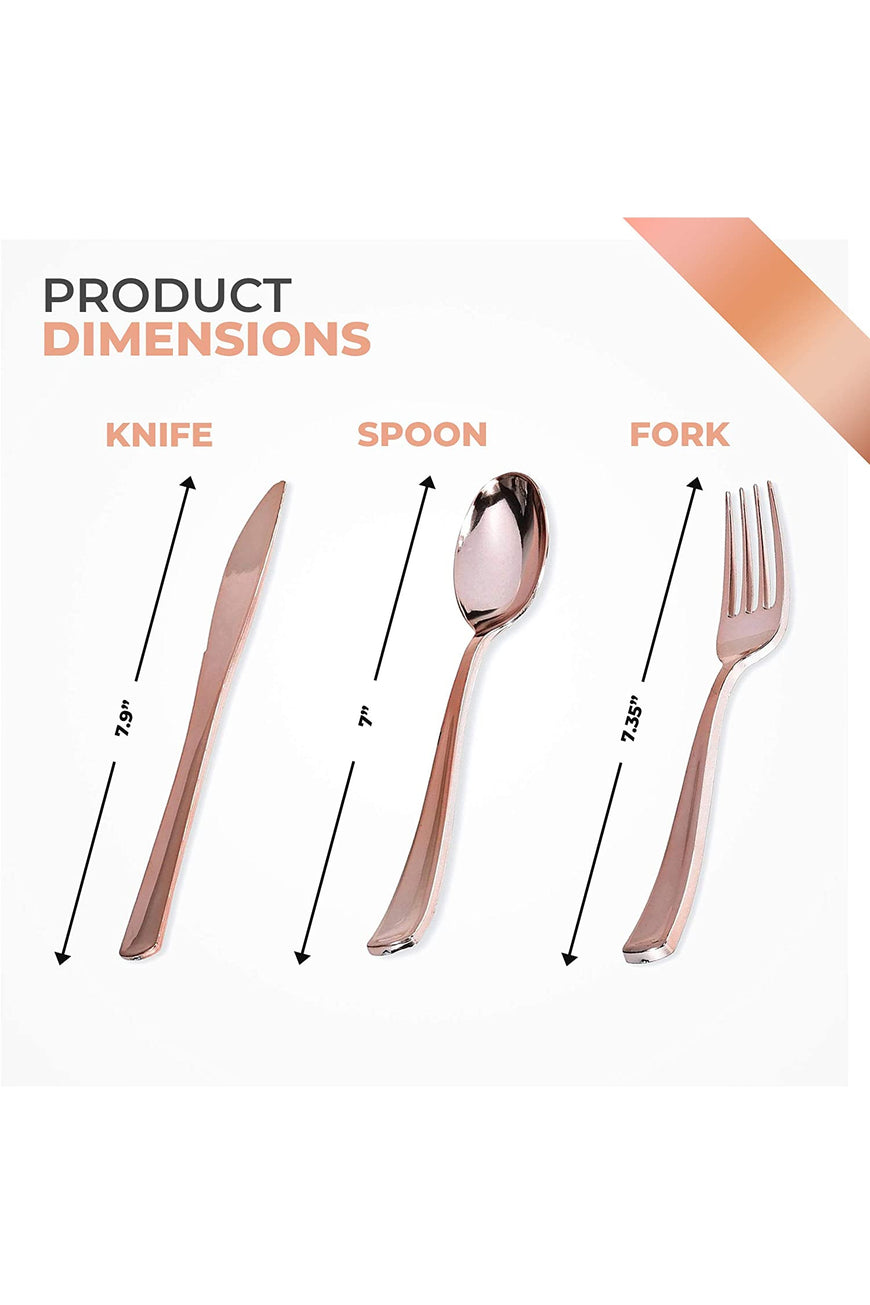 Stock Your Home 160 Piece Plastic Rose Gold Flatware Set Includes:80 Forks,40 Knives,40 Spoons