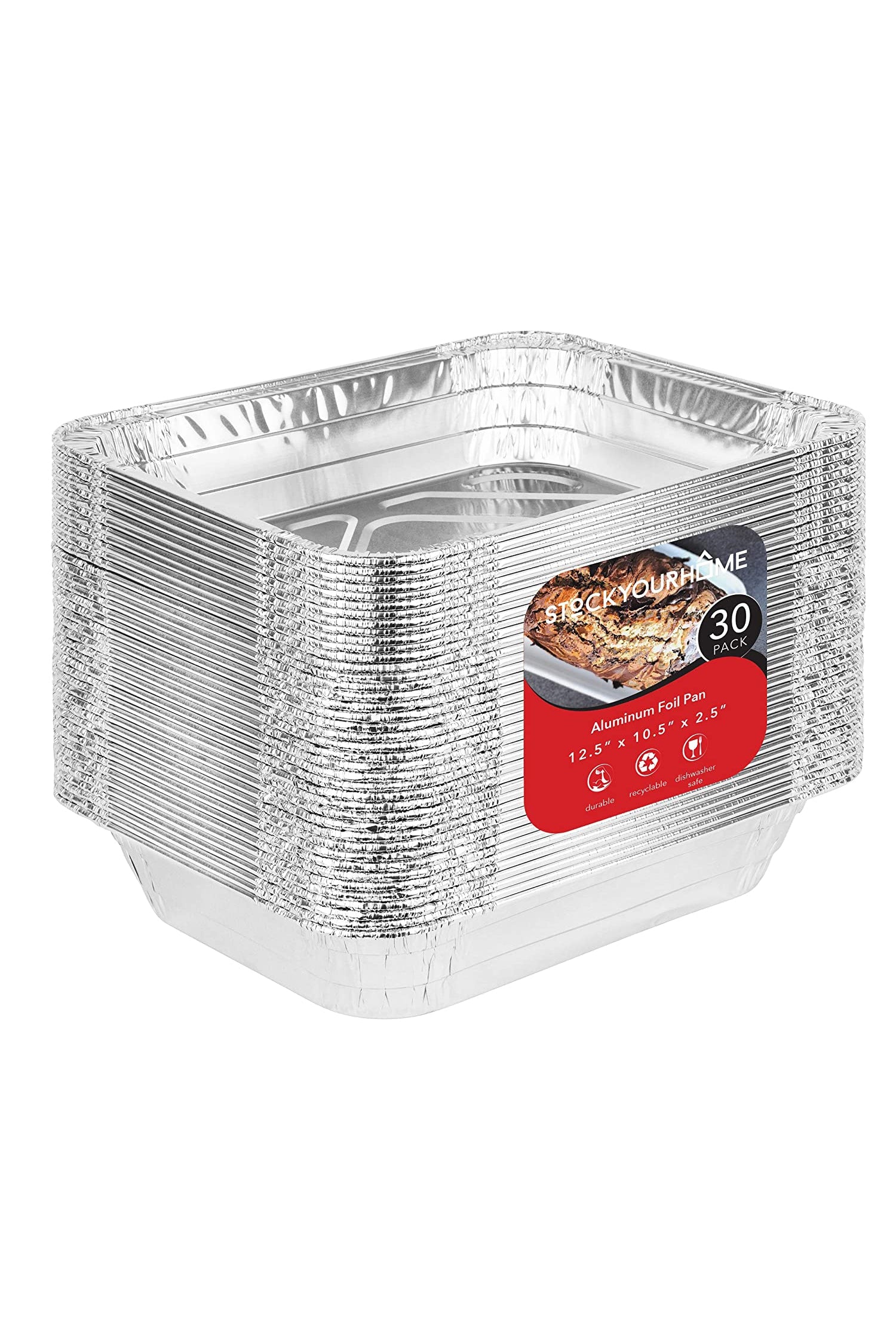 Aluminum Pans 9x13 Disposable Foil Pans (30 Pack) - Half Size Steam Ta –  Stock Your Home
