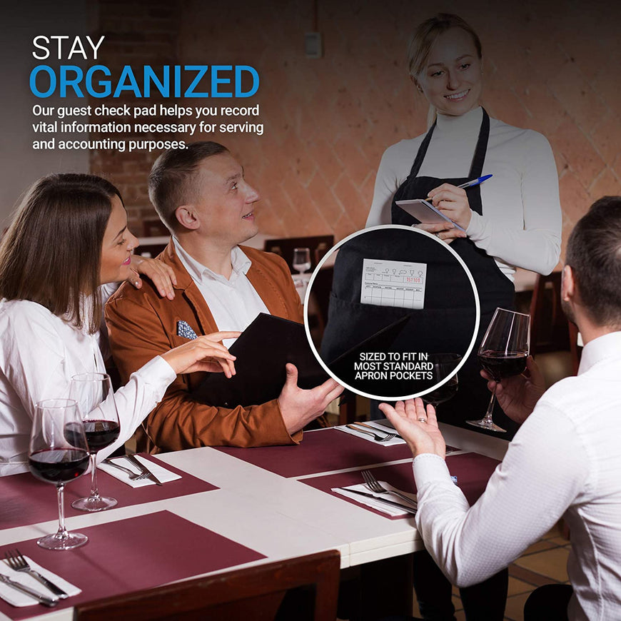 Stock Your Home White Guest Check Pads (10 Count) - 1 Part Guest Check Pads - Server Notepads and Waitress Order Pads - Check Pads for Diners, Restaurants, Food Trucks, Takeout and Delivery Services