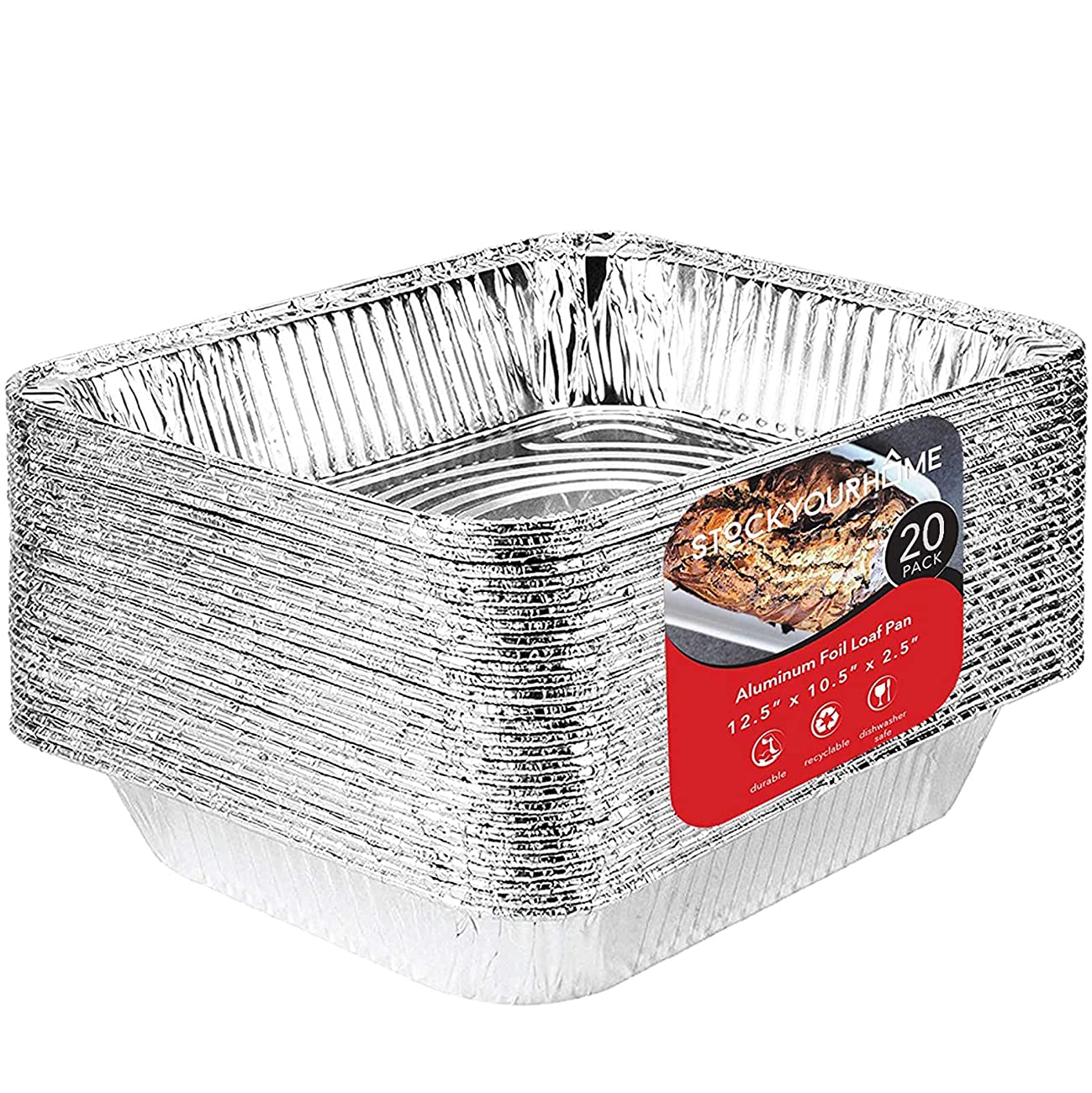 Stock Your Home 9x13 Aluminum Pans (20 Pack) - Disposable & Recyclable