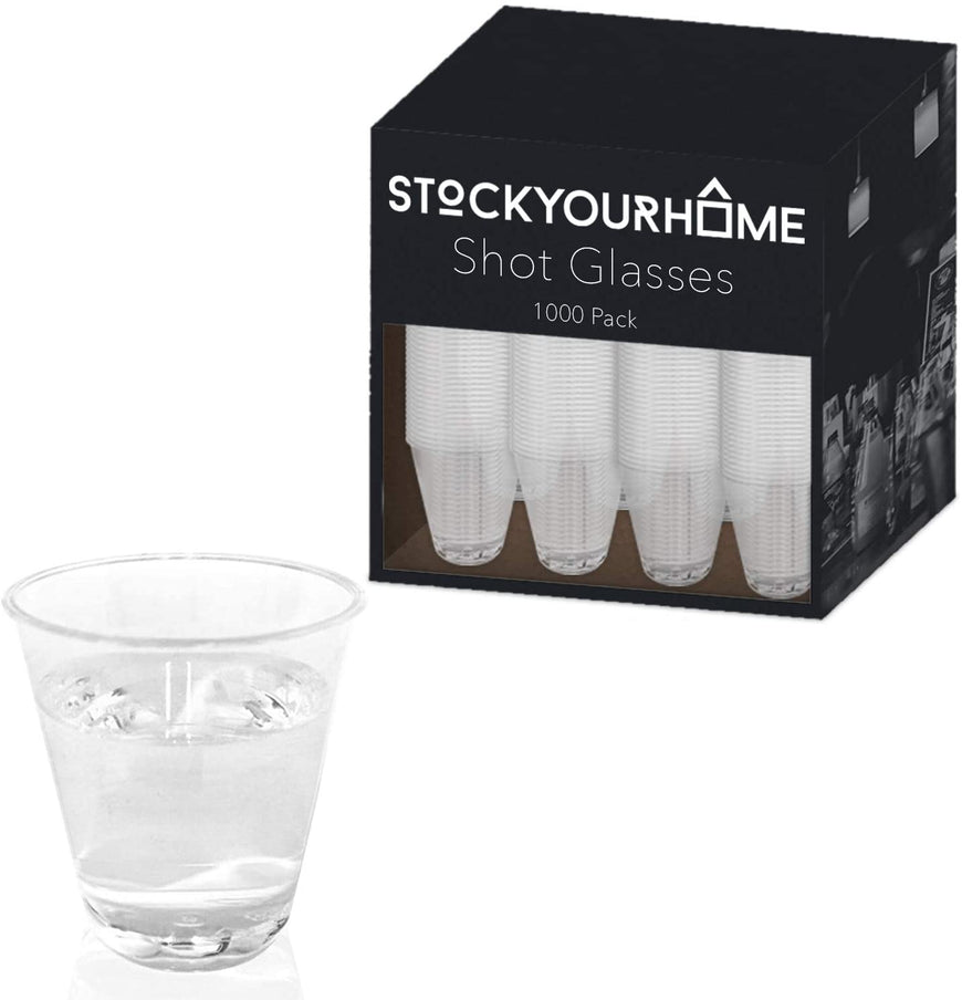 1000 Plastic Shot Glasses - 1 Oz Disposable Cups - 1 Ounce Shot Glasses - Small Party Cups Ideal for Whiskey, Wine Tasting, Food Samples, and Condiments (Clear)