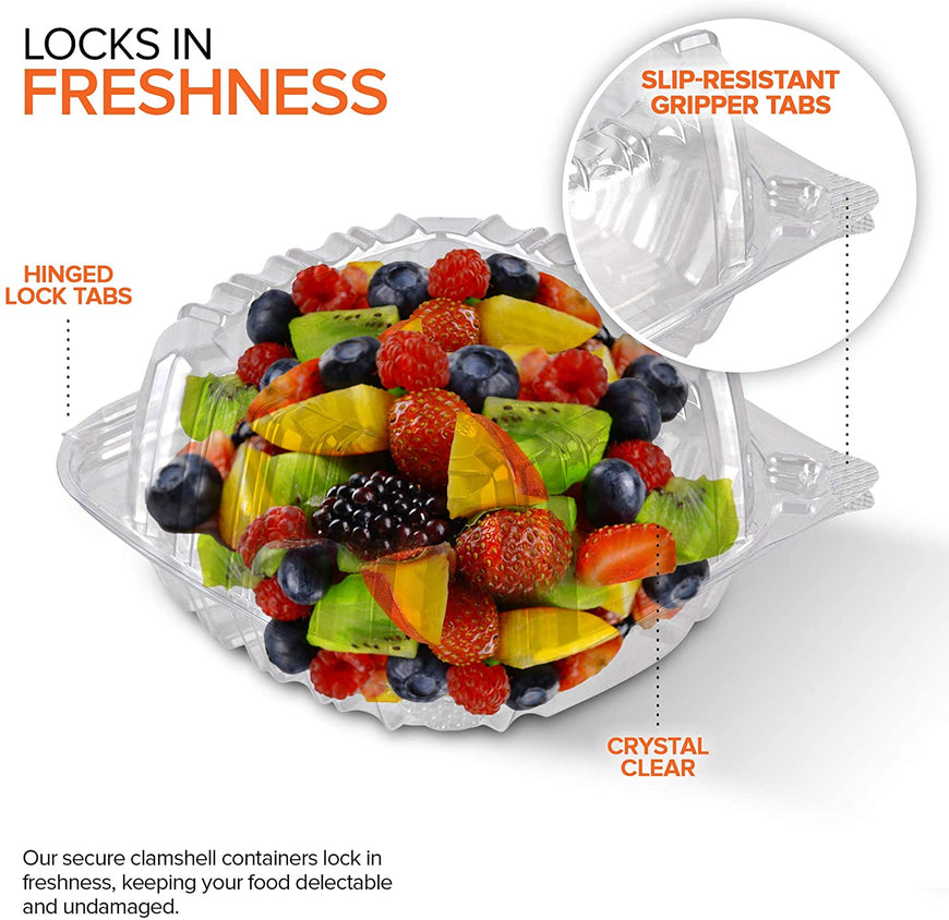 Stock Your Home Plastic 5 x 5 Inch Clamshell Takeout Trays (25 Count) - Dessert Containers - Plastic Hinged Food Container - Disposable Plastic to Go Boxes for Salads, Pasta, Sandwiches