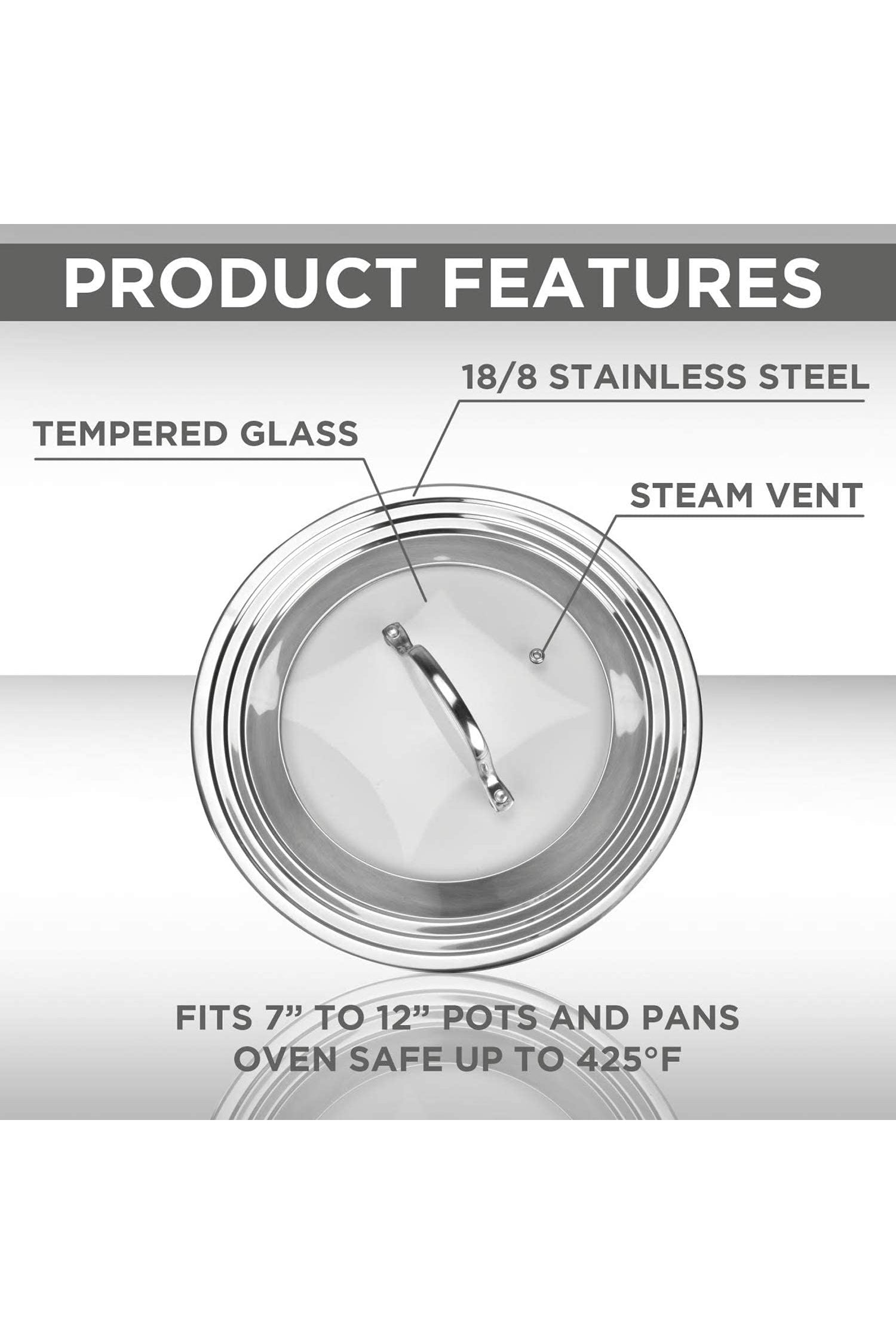 Universal Lid for Pots, Pans and Skillets, Stainless Steel and Tempere –  Stock Your Home