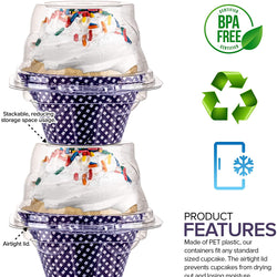 Stock Your Home Single Plastic Cupcake Container - 50 Count