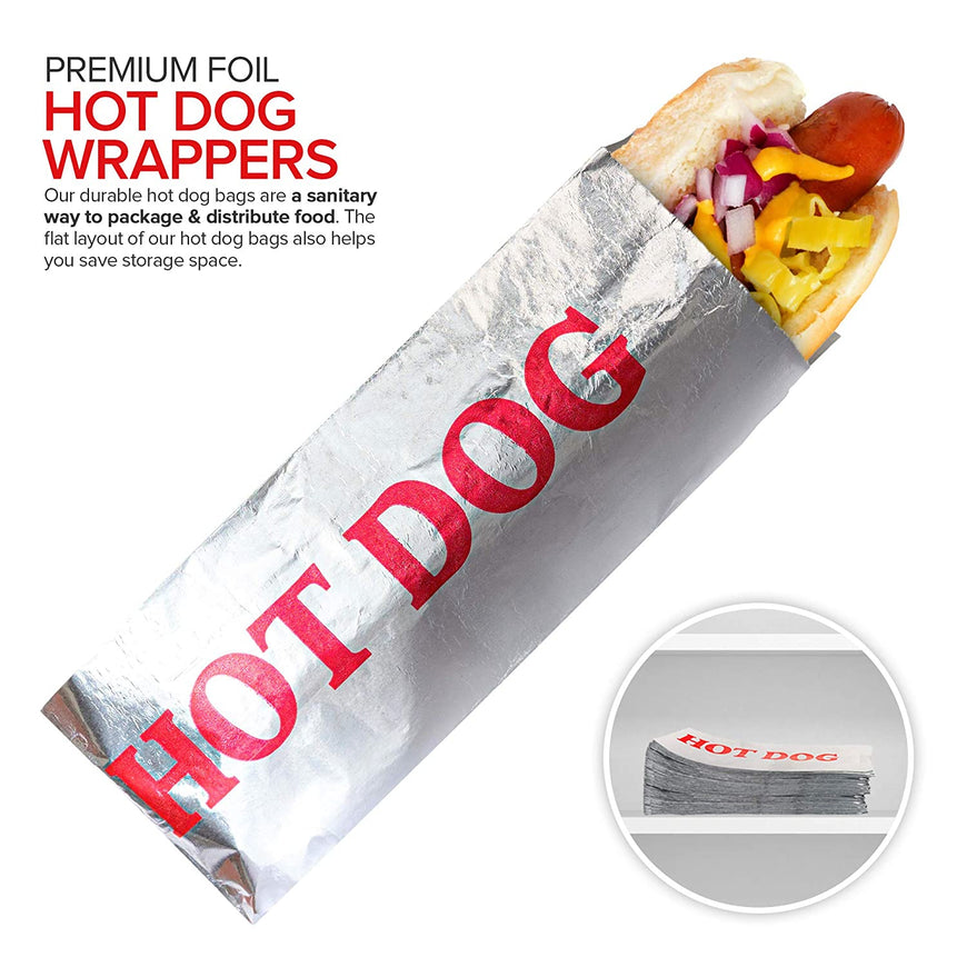 Stock Your Home Printed Foil Hot Dog Bag - 100 Count