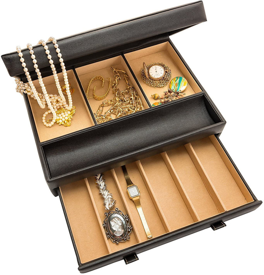 Stock Your Home Luxury Mens Dresser Valet Organizer,Black