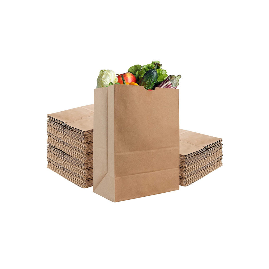Stock Your Home 52 Lb Kraft Brown Paper Bags (100 Count) - Kraft Brown Paper Grocery Bags Bulk - Large Paper Bags for Grocery Shopping