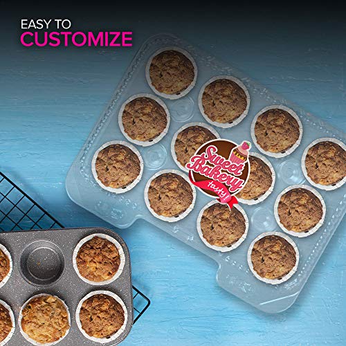 Mini Cupcake Containers - 12-Compartment Containers (40 Count) - Plastic Mini Cupcake Containers - Disposable Trays for Small Cupcakes & Muffins - Hinged Lock Cupcake Clamshell - Mini Cupcake Storage