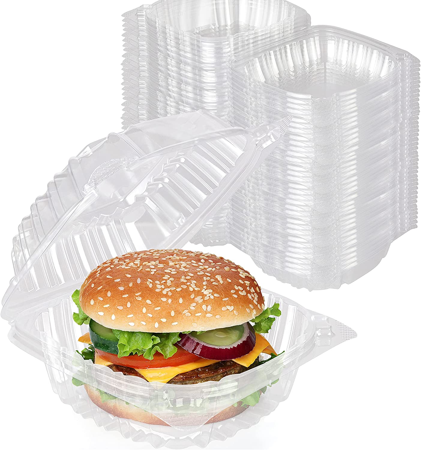 Stock Your Home Plastic 8 x 8 Inch Clamshell Takeout Tray (25 Count) 